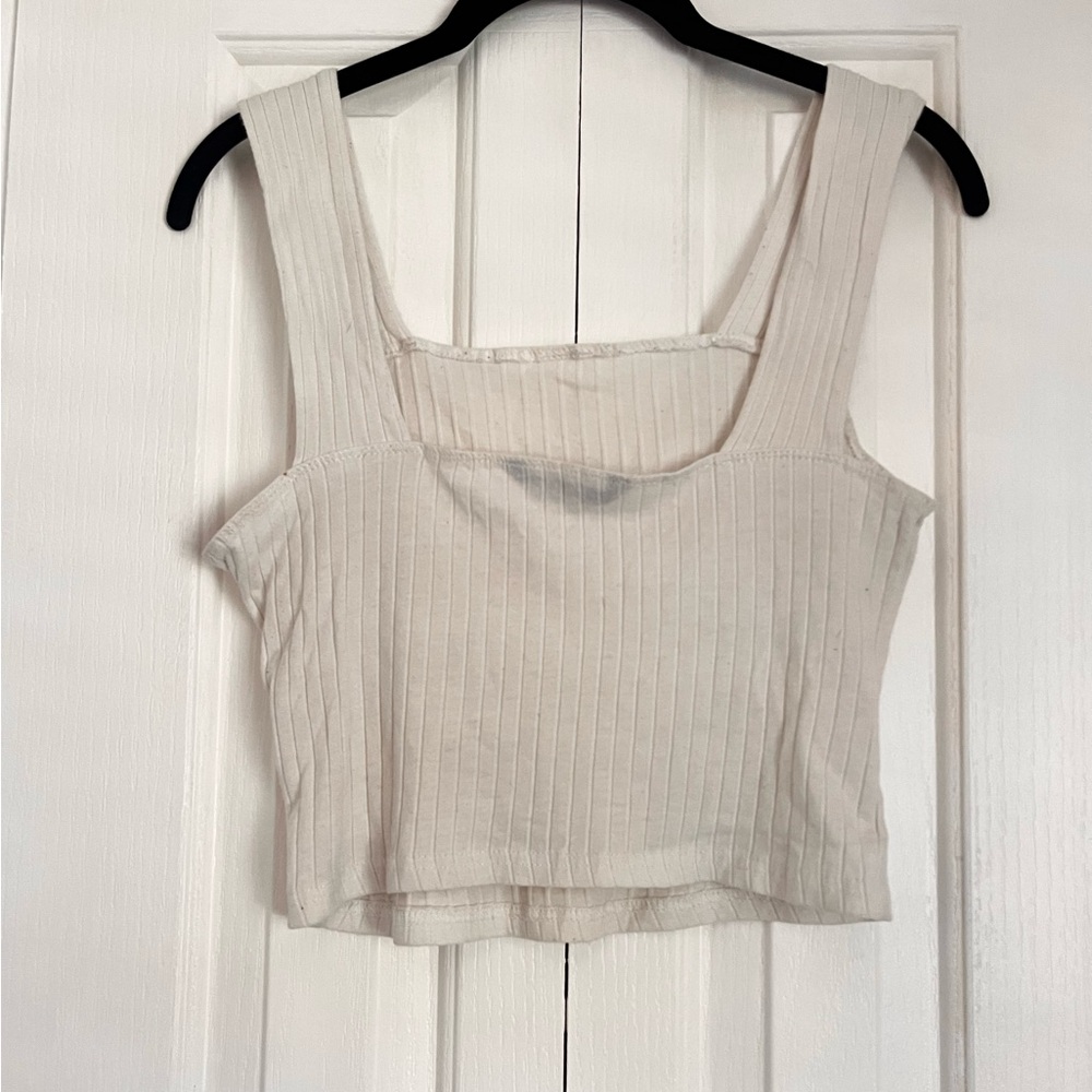 White Ribbed Women's Top - Picture 2 of 2